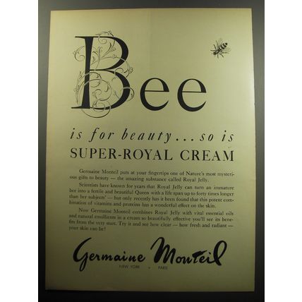 1957 Germaine Monteil Super-Royal Cream Advertisement - Bee is for beauty