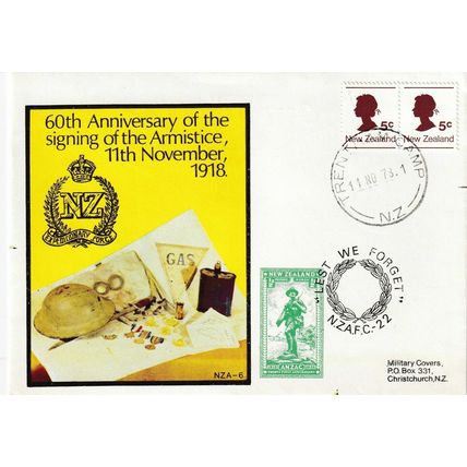 New Zealand 1973 60th anniv Signing the Armistice 1918 Cover Trentham Camp VGC