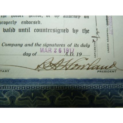 Original Antique 1917 Signed 100 Mining Shares Deed, New Era Mines Maine, Paid