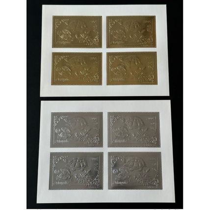 Mongolie 1993 Mi. 2477 - 2478 A Klb. or Argent TOPEX '93 Tortue Fleur