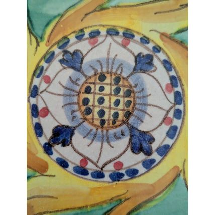 Vintage Duca Di Camastra Terra Cotta Sun Art Tile Hand Painted Italy Signed