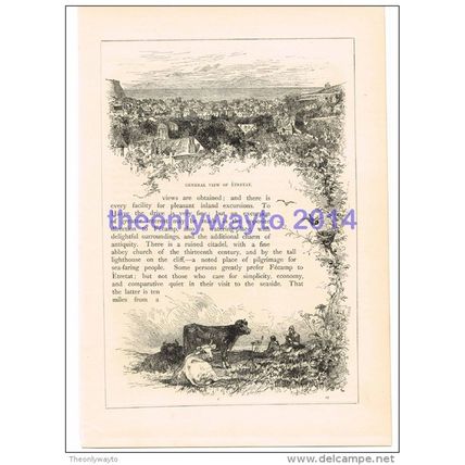 GENERAL VIEW, ETRETAT, SEINE MARITIME, FRANCE, BOOK ILLUSTRATION, 1880