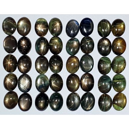 53404 - Lot of 10 Natural Australian Black Star Sapphires 8x6 mm Oval For Sale
