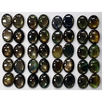 53404 - Lot of 10 Natural Australian Black Star Sapphires 8x6 mm Oval For Sale