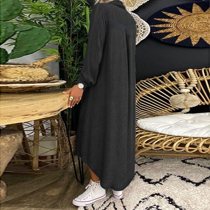 Plus Size Womens Denim Shirt Dress Ladies Button Long Sleeve Jeans Maxi Dresses