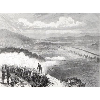 PRUSSIAN BATTERY BEFORE METZ 1870 VICTORIAN ENGRAVING