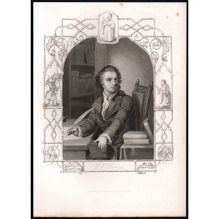 GOTTHOLD EPHRAIM LESSING 1832 Albert Henry Payne - Storck ANTIQUE ENGRAVING