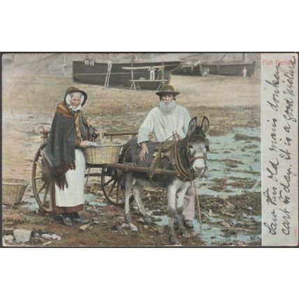 Fish Carriers, Penzance, Cornwall, 1904 - Peacock Postcard