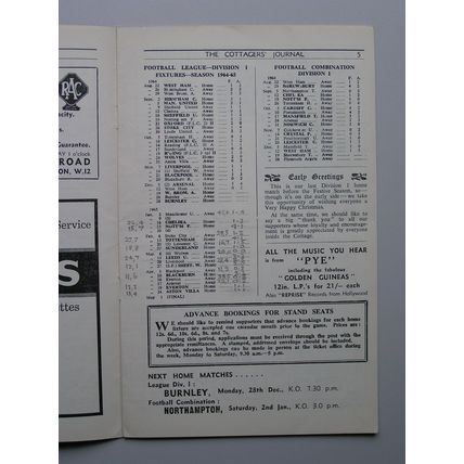 FULHAM v WEST BROMWICH ALBION Div1 19/12/1964