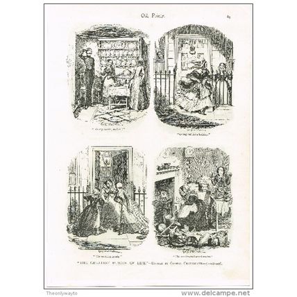 GREATEST PLAGUE OF LIFE 4 (+4) CARTOONS GEORGE CRUIKSHANK, Illustration, c1895