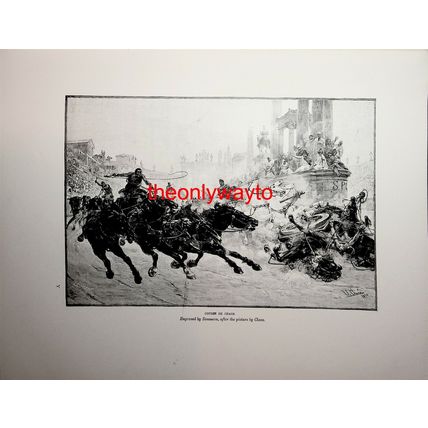Chariot Race (Course De Chars), Rome, Italy, Book Illustration (Print), 1892