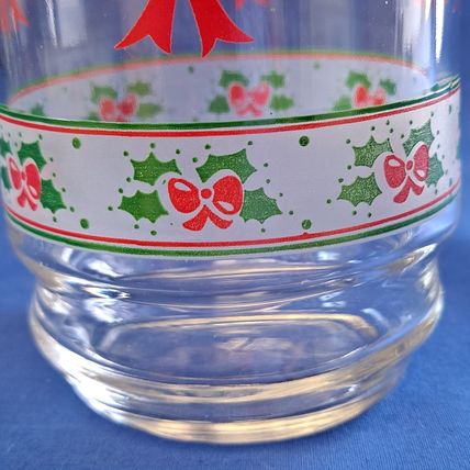 Lot 4 Indiana Glass VICTORIAN CHRISTMAS TUMBLERS 14 oz Wreath Holly Ribbon Drink