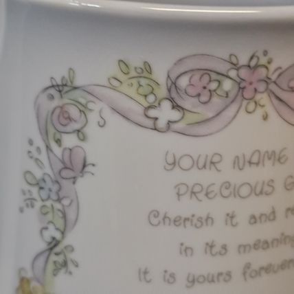 Vintage 1990 Enesco PRECIOUS MOMENTS JOAN COFFEE MUG Porcelain Tea Cup