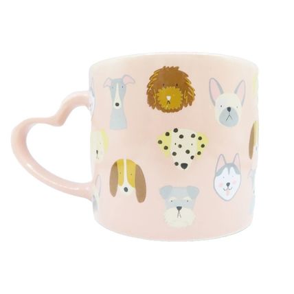 Cartoon Dogs Mug Ceramic Pink Background 8 CM Gift Dishwasher & Microwave Safe
