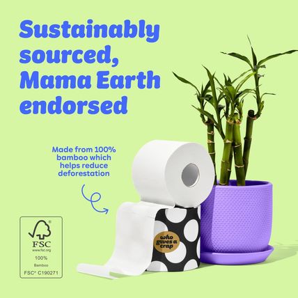Who Gives a Crap 100% Bamboo Toilet Paper, 24 Rolls, 3 Ply, 330 Sheets, Long, St