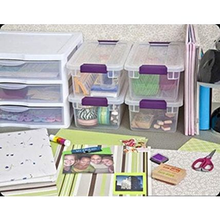 Sterilite 6 Qt Clearview Latch Storage Box, Stackable Bin with Latching Lid, Pla