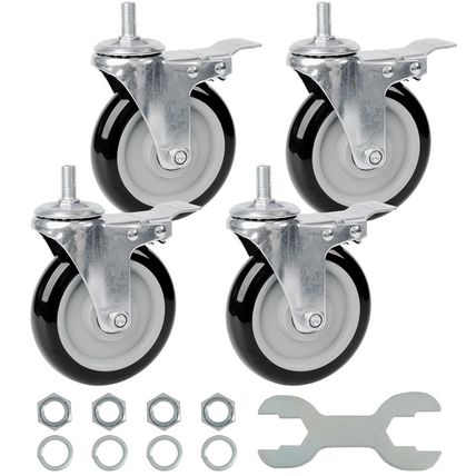 Finnhomy Swivel Caster Wheels 5 Inch Threaded Stem Casters Set of 4 Heavy Duty 1