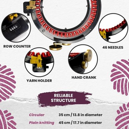 Addiexpress King Size Knitting Machine, 46 Needles Circle Knit Loom Machine with