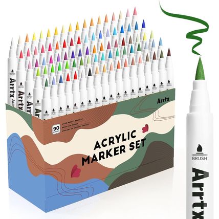 Arrtx 90 Colors Paint Markers, Acrylic Paint Pens for Artists Adults Coloring Dr