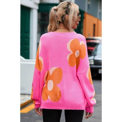 Flower Pattern Slouchy Sweater