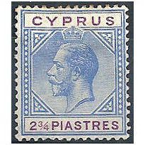 Cyprus 1922 SG94 2 3/4 Piastres Blue & Purple Mounted Mint.