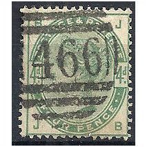 1883 SG192 4d Dull Green Good+/Fine Used Good Colour Check Letters "DE". No 466