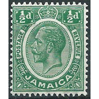 Jamaica 1921 SG92 1/2d Green Mounted Mint . . ..