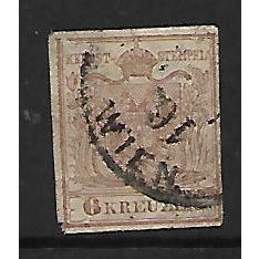 AUSTRIA 1850 SG 9 6K BROWN IMPERF FINE USED