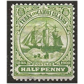 Turks & Caicos Islands 1900 SG101 1/2d Green Wmk Crown CA Unmounted Mint . .. .