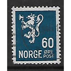 NORWAY 1937 NEW LION 60 ORE BLUE SG 294 FINE USED#2
