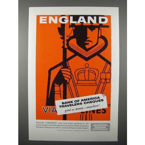 1957 Bank of America Travelers Cheques Ad - England