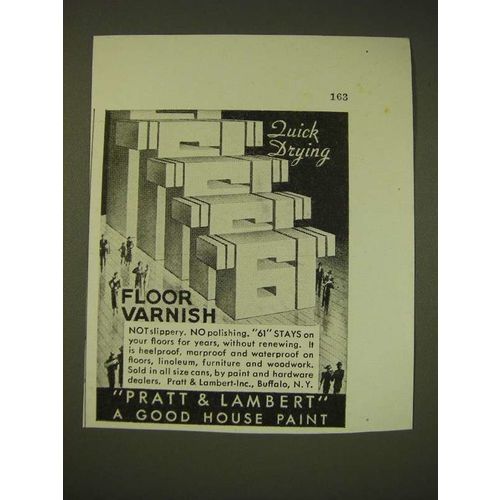 1936 Pratt & Lambert 61 Floor Polish Ad - Quick Drying