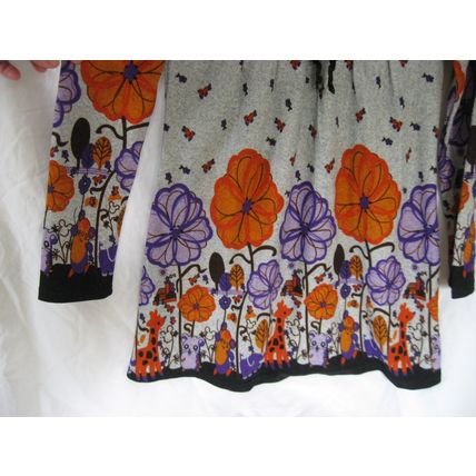 Womens Victoria Knit Top Medium 33 Chest Gray Print Floral Soft Jersey Empire