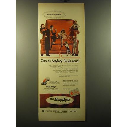 1950 United States Rubber Naugahyde Ad - Come on, Everybody! Rough me up!