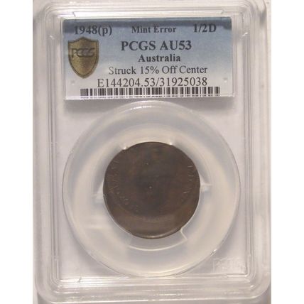 1948 Y Halfpenny Major Misstrike Error.PCGS Certified(LotE6171115)