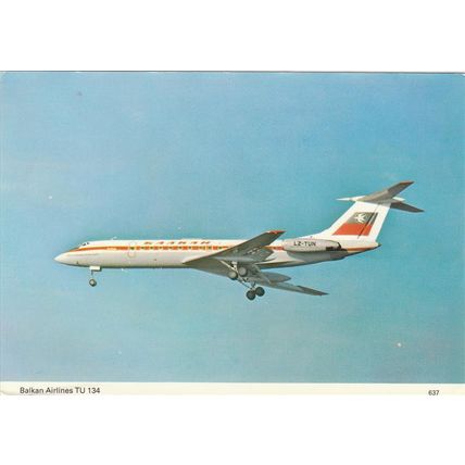 Balkan Airlines Tupolev TU134 Civil Aviation Postcard (A18933)
