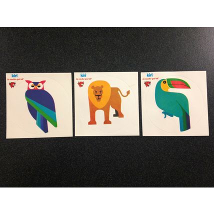 Set of 3 KIRI La Vache Qui Rit (Laughing Cow) cheese stickers vintage