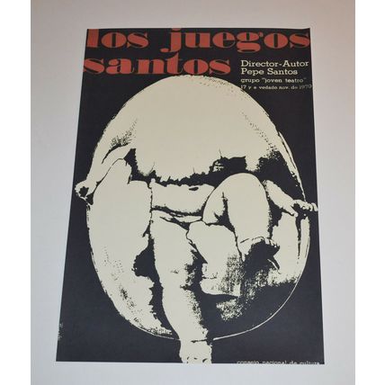 Cuban Theater Poster Art.Home or Room Decoration.1970 Los Juegos Santos.Egg baby