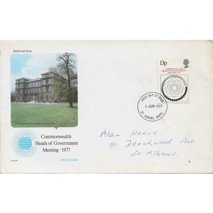 GB 1977 Commonwealth Heads Meeting FDC St Albans pm
