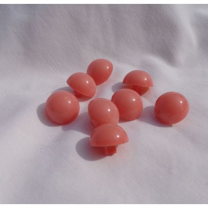 A8 8 Salmon Pink Mushroom Buttons 15mm Shank Dome Sewing Crafting