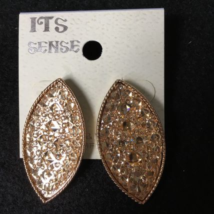 Marquise Cut Pave Stud Earrings Gold #372 USA Seller