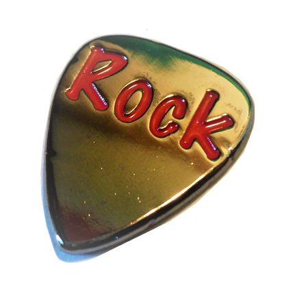 Quality Polished Metal Plectrum Guitar Pick With Enamel ROCK Logo NEW