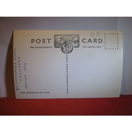 HEAD OF ULLSWATER, THE LAKE DISTRICT, CUMBRIA unused postcard RP dated 1958 =