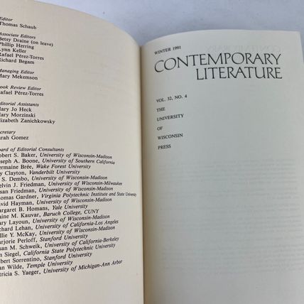 Contemporary Literature Winter 1991 Vol 32 No 4 Paperback Book