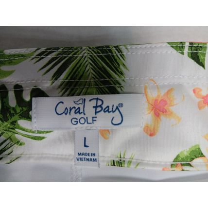 Coral Bay Large Flowers Palm Trees White Green Skirt Womens Golf Tennis Pockets