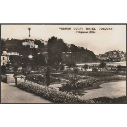 Vernon Court Hotel, Torquay, Devon, c.1930s - Charles Knight & Co RP Postcard
