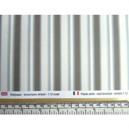Papier peint – rayé – brun/gris – échelle 1/12 – feuille A4