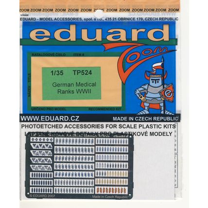 EDUARD 1/35 PHOTO ETCHED WWII GERMAN MEDICAL RANKS