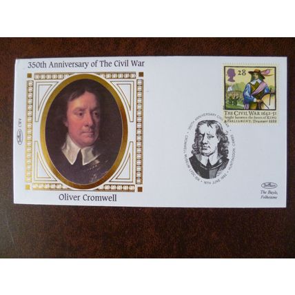 1992 GB Civil War set Benham silk covers Cromwell Charles I special handstamps