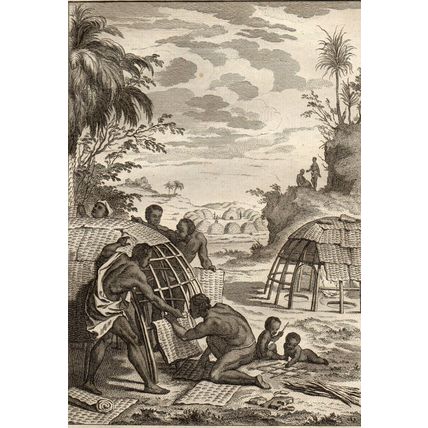 DOERFER UND HUTTEN DER HOTTENTOTTEN 1748 Nicolas Beauvais ANTIQUE ENGRAVING